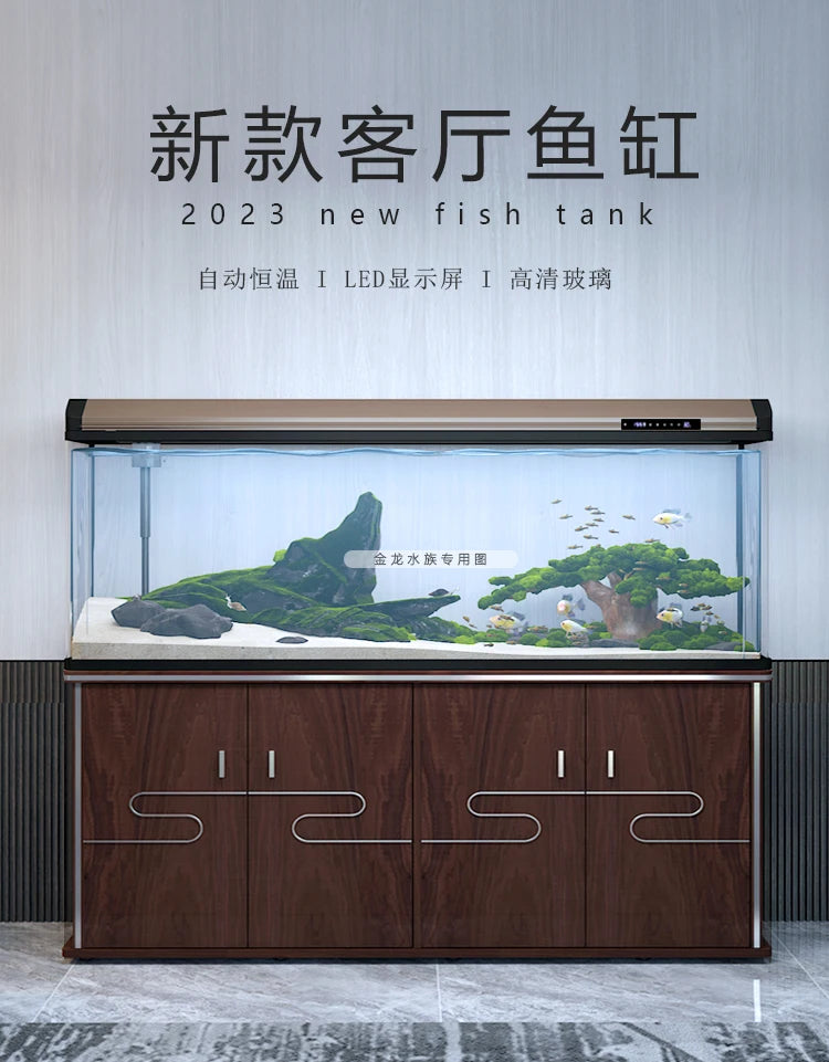 Fish Farming Equipment Glass Aquarium Indoors Ecology Decoration Living Room Aquarium Floor Luxury Home Furniture Acquario Lsyg