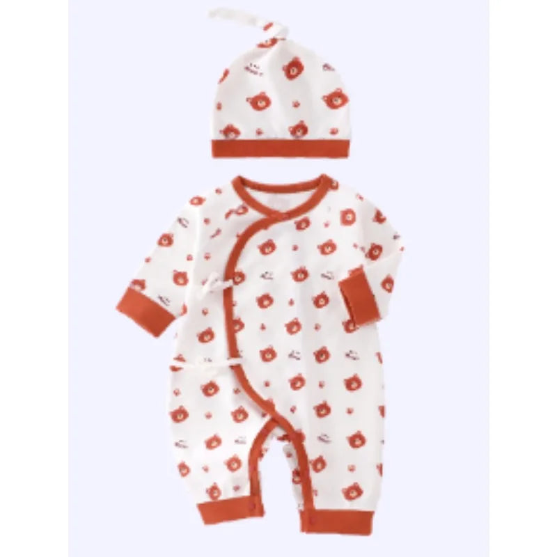 Baby Clothes Spring Autumn Pure Cotton Newborn Onesie Romper Long Sleeve Bodysuit with Hat