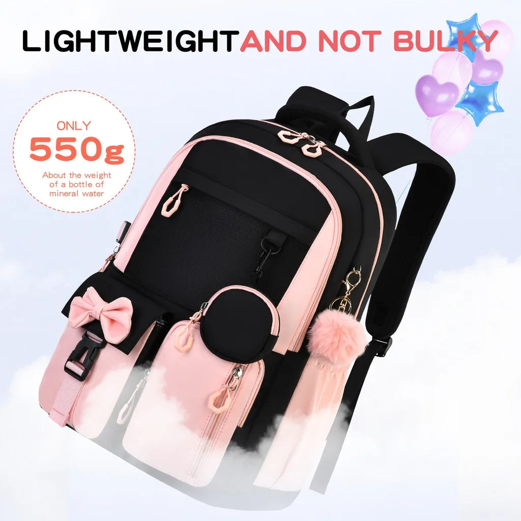 School Bags Ergonomic 3 Piece School Bag Set Pencil Pouch Large Capacity School Backpack For Campus Study After-School Short