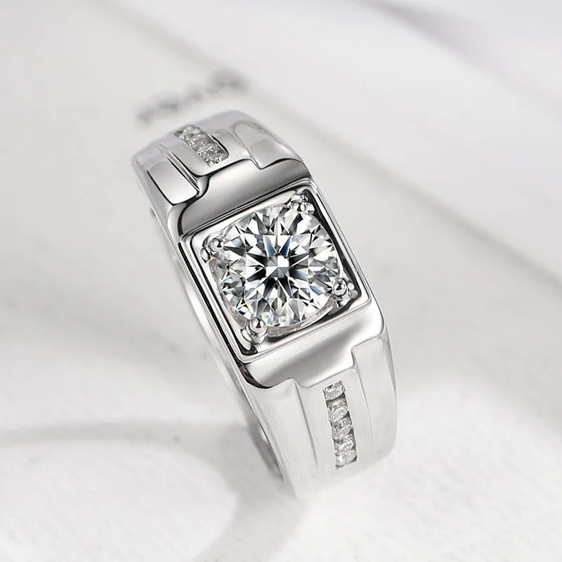 925 Sterling Sliver Man Rings Shining 5A Zircon for Man Women Wedding Engagement Jewelry Fashion Luxury Gift High Quality