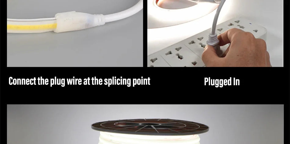 led Strip Brightness Waterproof COB LED Strip 220V Flexible Ribbon for Room Bedroom360 LEDS/m Kitchen Outdoor Garden Lighting