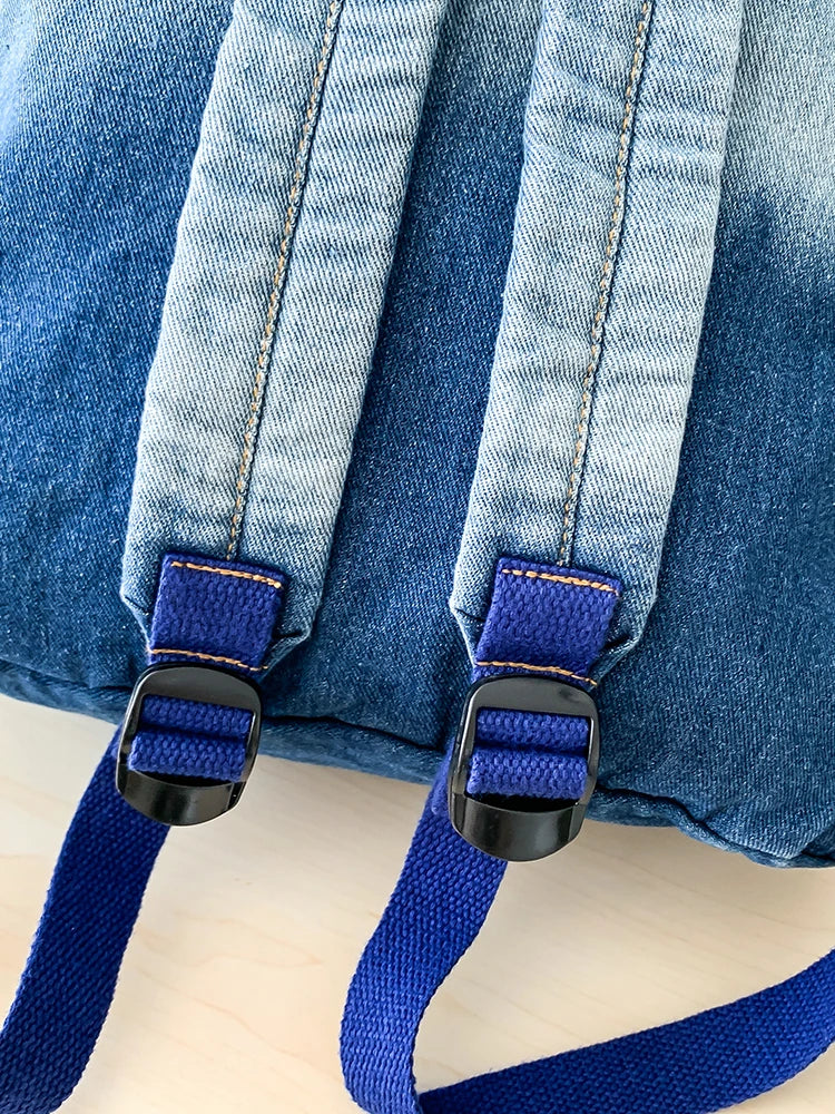 Men's and Women's Backpacks, Student School Bags, Large-Capacity Washed Denim Bags
