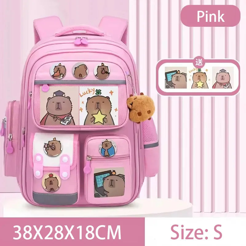 Capibara Student Schoolbag, Large-capacity Children Backpack.Girl Boy Kids Back To School Book Bags