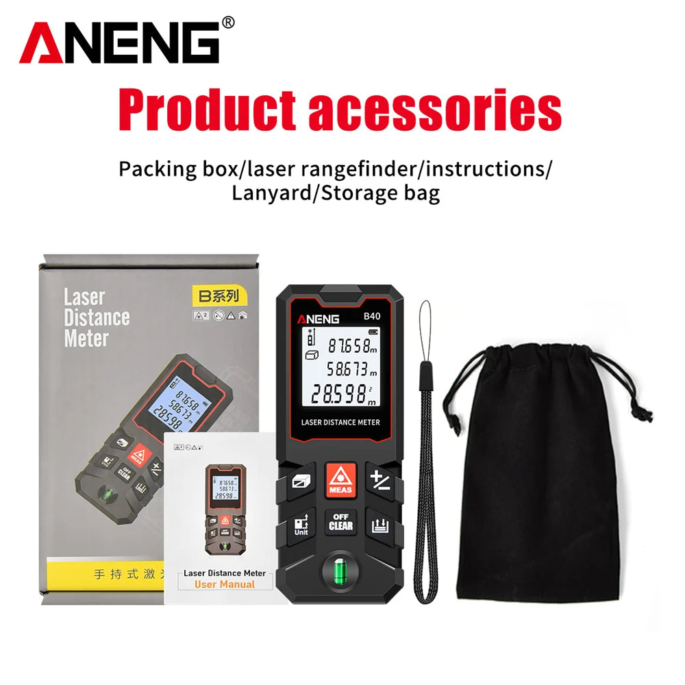 Laser Distance Meter ANENG Laser Tape Measure 40M/70M/100M/120M Laser Rangefinder Electronic Ruler Useful Measurement  Test Tool
