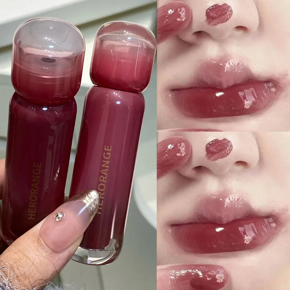Smoked Grape Purple Red Lip Glaze Mirror Water Lip Gloss Moisturizing Liquid Lipstick Clear Tint Makeup Korean Women Cosmetics