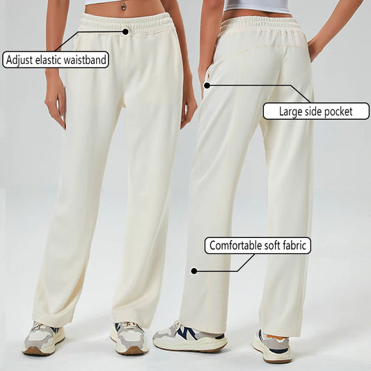 Butt Lift Wide Jogging Pilates Straight Yoga Pant Push Up Sports Trousers Fitness Training Wear High Waist Baggy Pants for Women