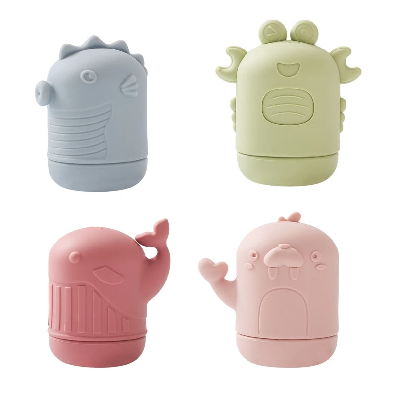Baby Bath Toys Cute Cartoon Animal Swim Bathroom Toys Toddler Water Baby Silicone Sprinkler Bathtub Animal Toy Infant Kids Boys
