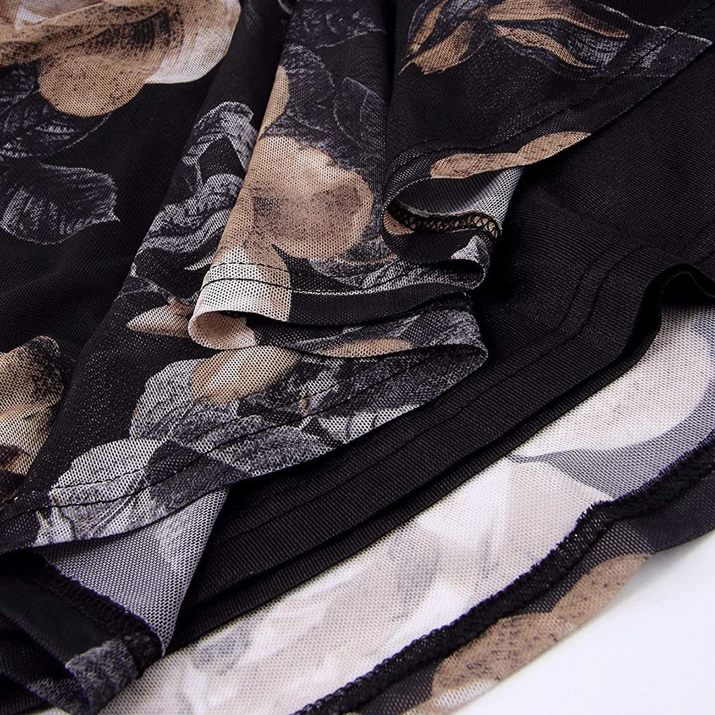Womens Tops Summer T Shirts Casual V Neck Floral Print Petal Women's Athletic Shirts Mesh fabric Plus Size