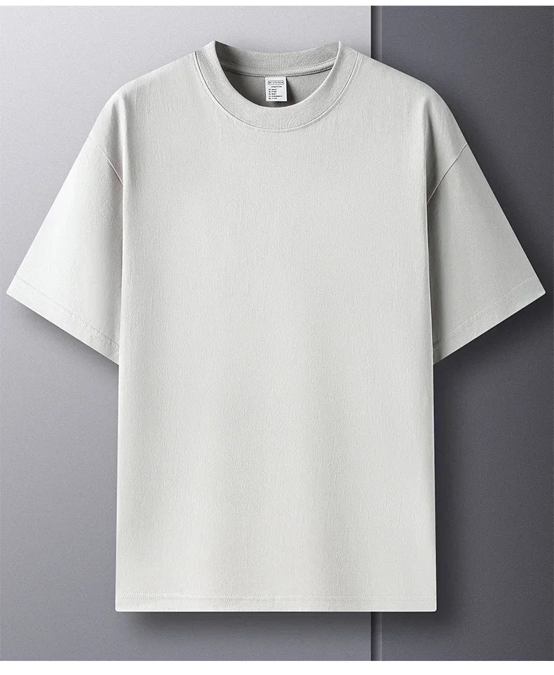 Summer  100% Pure Cotton Men's Short Sleeve Round Neck Fashionable Style Half Sleeved Top Breathable T Shirt Short Sleeve