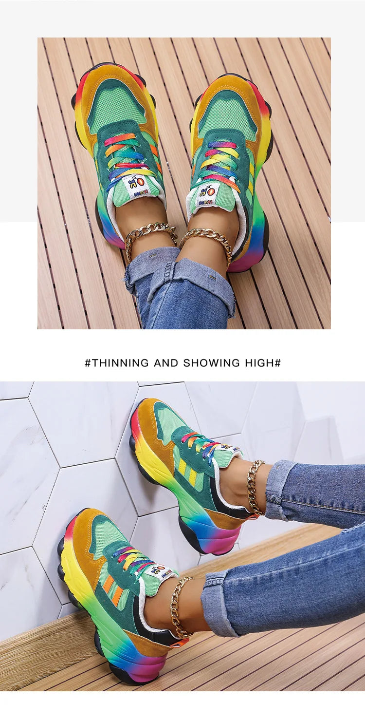 Fashion Women Sneakers Running Footwear Feminino Colorful Casual Comfort Lace Up Running Shoes Outdoor platform Women Tenis shoe