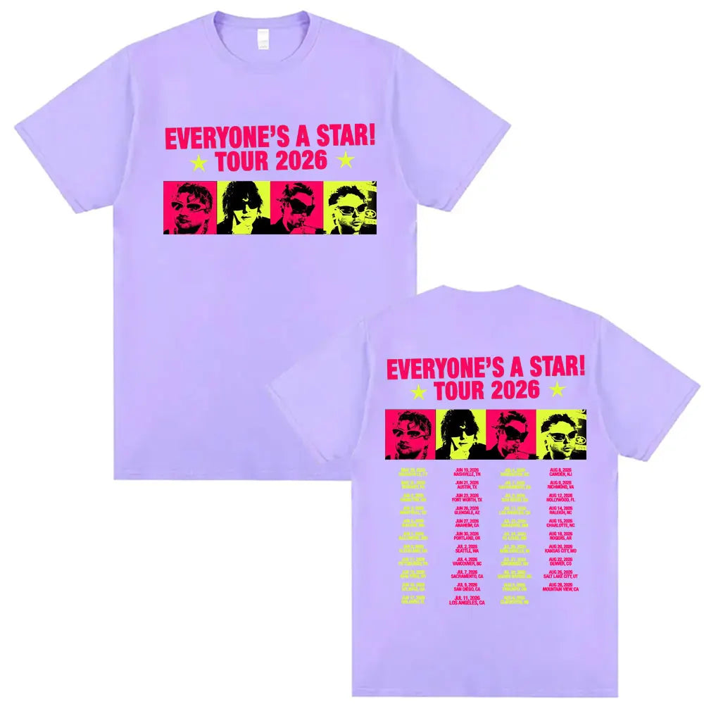 5 Seconds of Summer Everyone's A Star Tour 2026 Album T-shirts Men's Women Retro Hip Hop Style T Shirt Summer Tops Loose T-shirt
