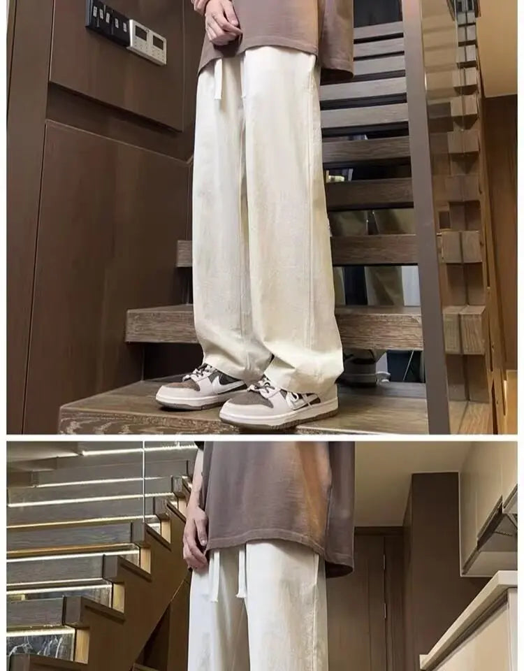 Pants Men's Summer Quick-drying Straight-leg Casual Pants for Teenagers Trendy Loose Thin Sports Wide-leg Trousers Y2k Shorts