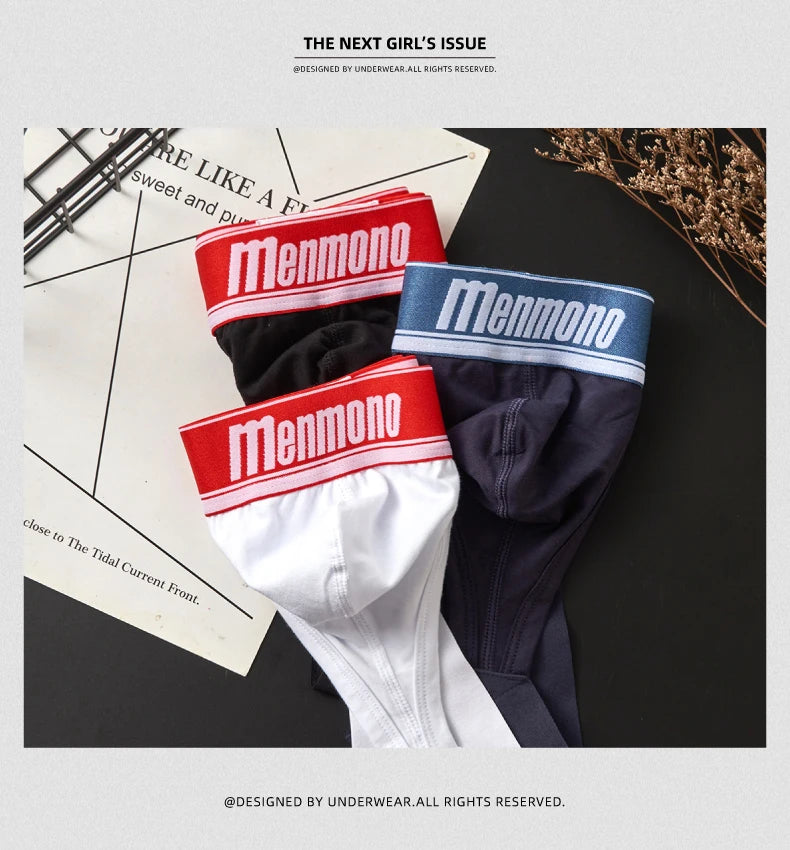 Men's thong pants  cotton double buttocks low waist sexy bullet separation design comfortable  simple white shorts