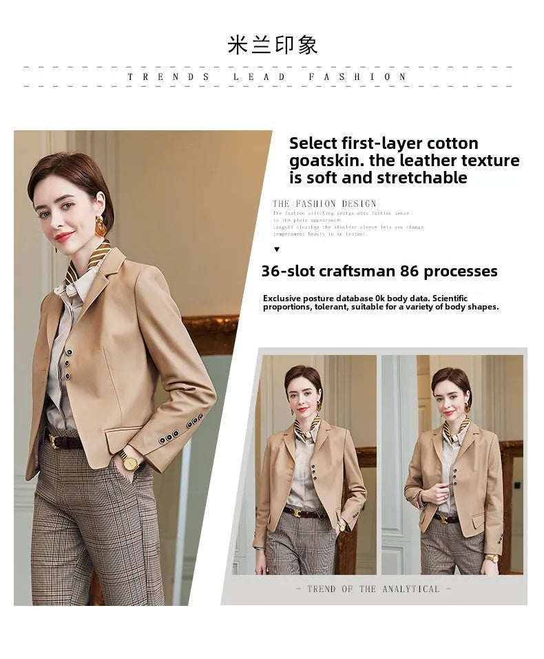 Leather Leather Clothing Women's 2025 Short Slim Jacket High Quality Sheepskin Women's Fashion Locomotive Autumn