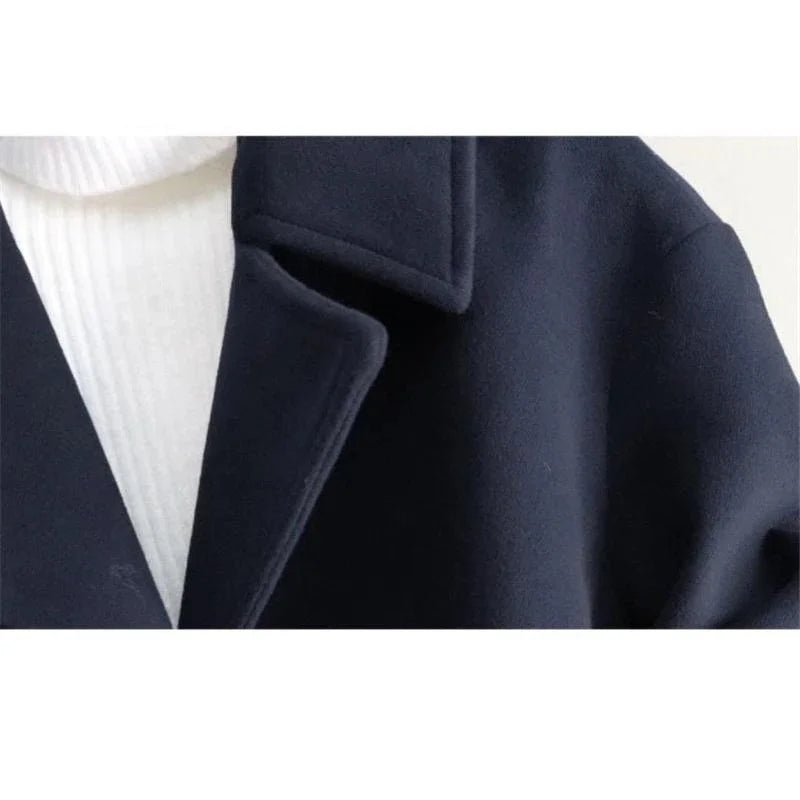 Fashionable Double Breasted Suit Collar Cardigan Wool Jacket for Women's Coat 2023 Autumn and Winter New Wool Coat for Women
