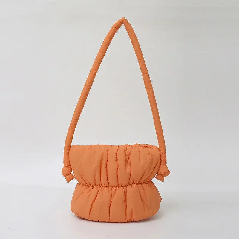Nylon Bucket Bags Women Casual Designer Handbags Down-Filled Cotton Shoulder Bag Pleated Crossbody Bags Fashion Underarm Bag