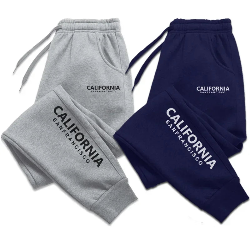 Men's Fashion Printed Long Pants for Autumn/Winter, Casual Sportswear Pants, Undergarment, Running and Fitness Training Pants