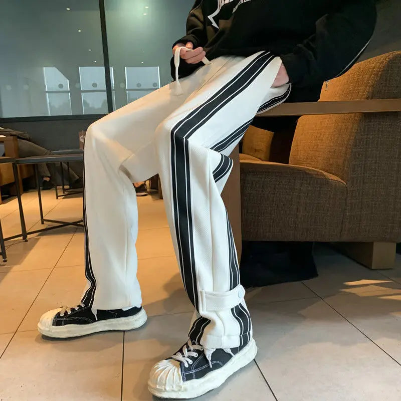 Autumn Winter Elegant Casual Pants for Men American Street Style Fashion Loose Fit Straight Leg Men Clothing