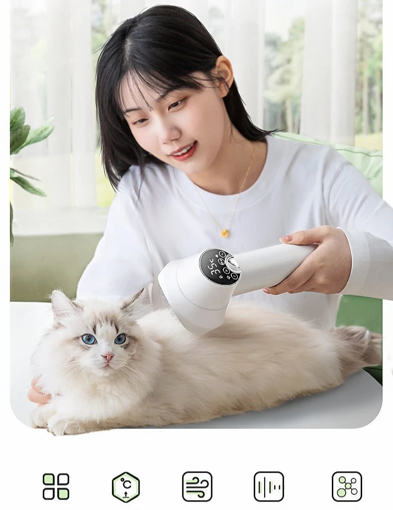 Pet intelligent hair dryer hair dryer for dog/cat beauty LED display screen IOU temperature and wind speed control pet supplies