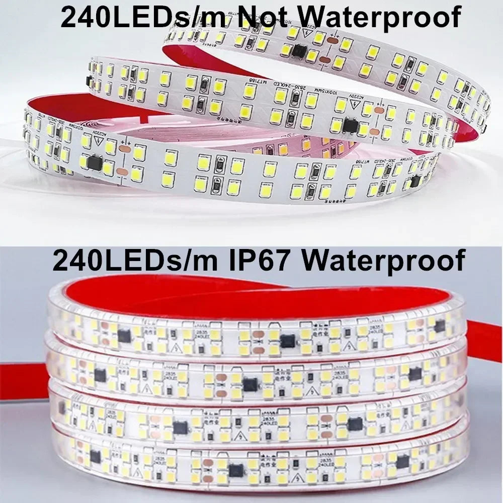 LED Strip Lights 220V 2835 1 20 30 meter 120LED/m 240LED/m Nature Warm White AC 220V Waterproof LED Strips 100 ft Outdoor Light