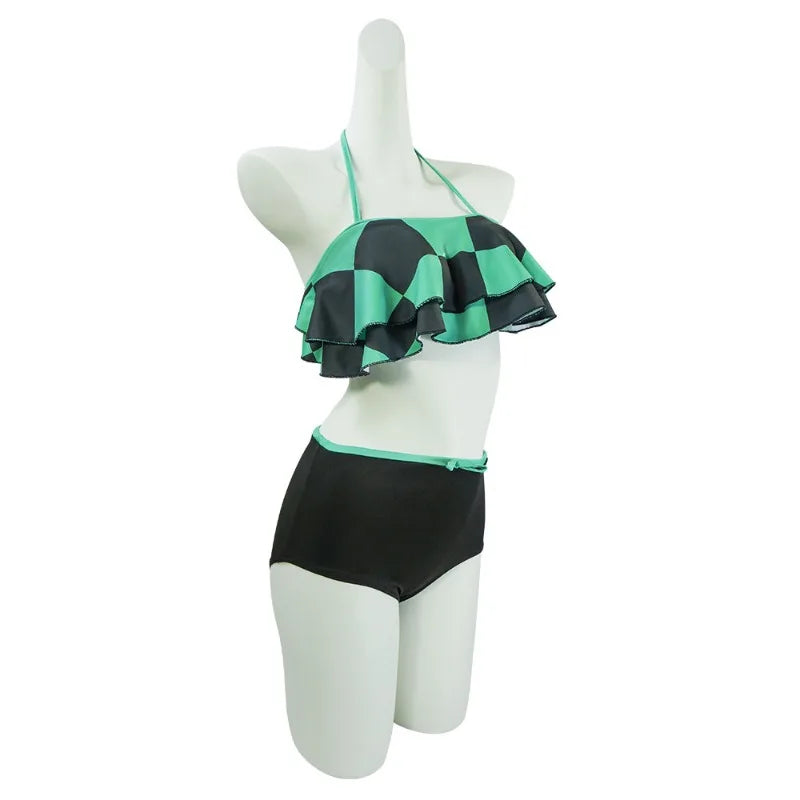 Anime Demonn Slayer Cosplay Swimsuit Shinobu Kimetsu no Yaiba Tanjiro Nezuko Bathing Suit for Pool Beach Party Halloween Costume