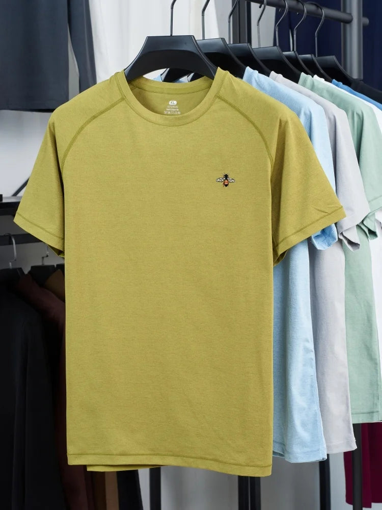 New Men's 100% Cotton Fashion Round Neck Short Sleeve T-shirt for Summer 2026, Business, Leisure, Comfortable and Breathable