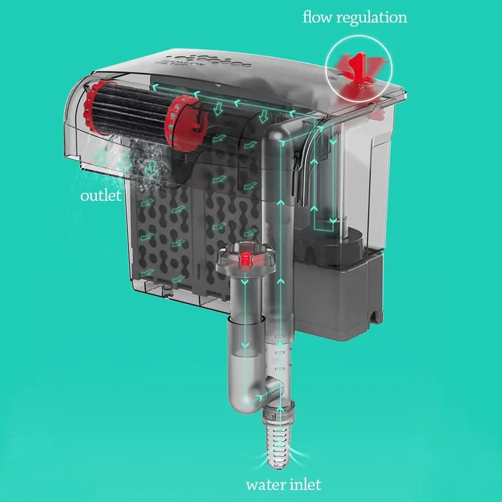 waterfall Fish tank filter wall-mounted Built-in Circulating Water Purifier Circulating With Water Pump Waterfall Filter Box