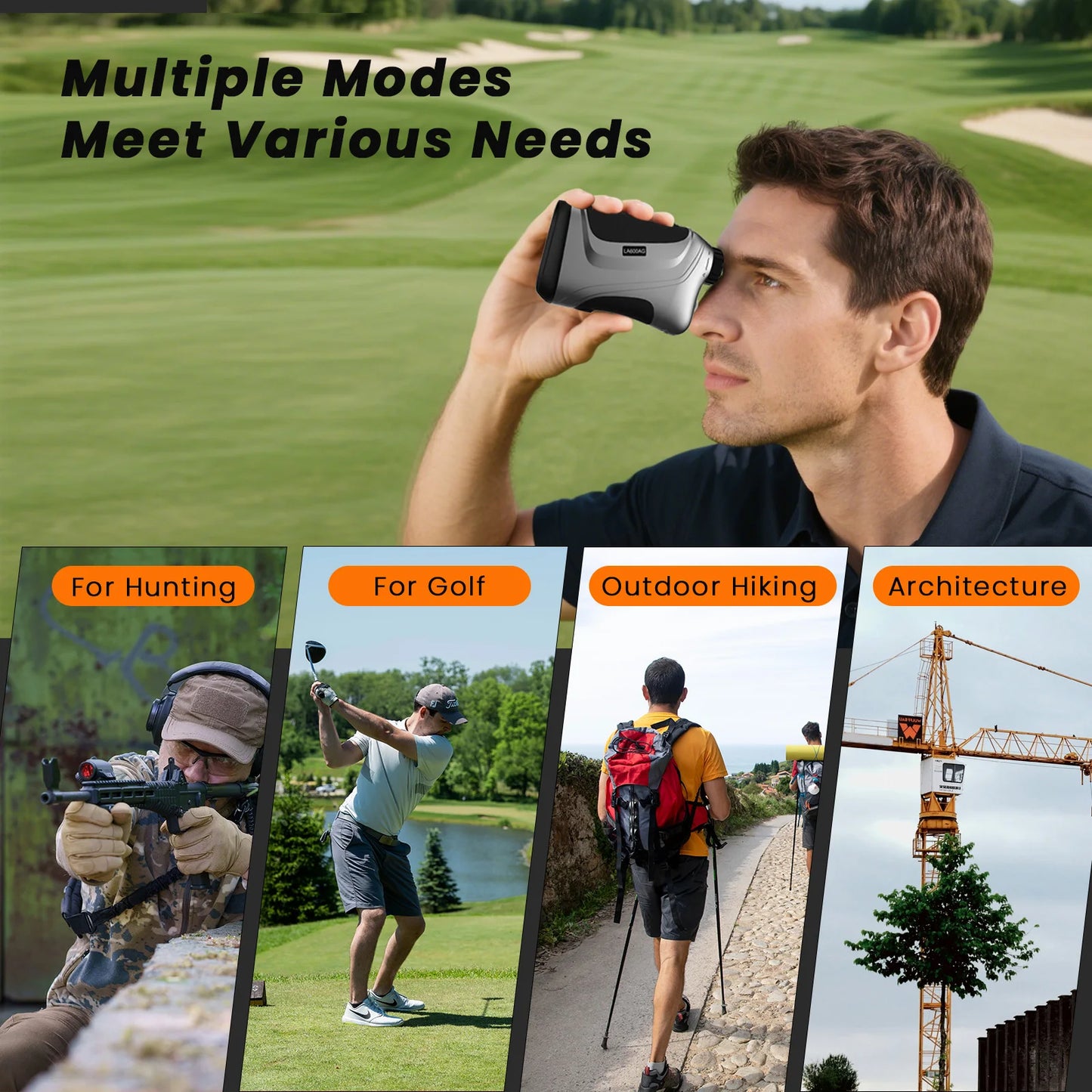iMeter Golf Rangefinder with Flag Lock Slope Correction 650 Yards Laser Range Finder Angle Height Continuous Distance Meter