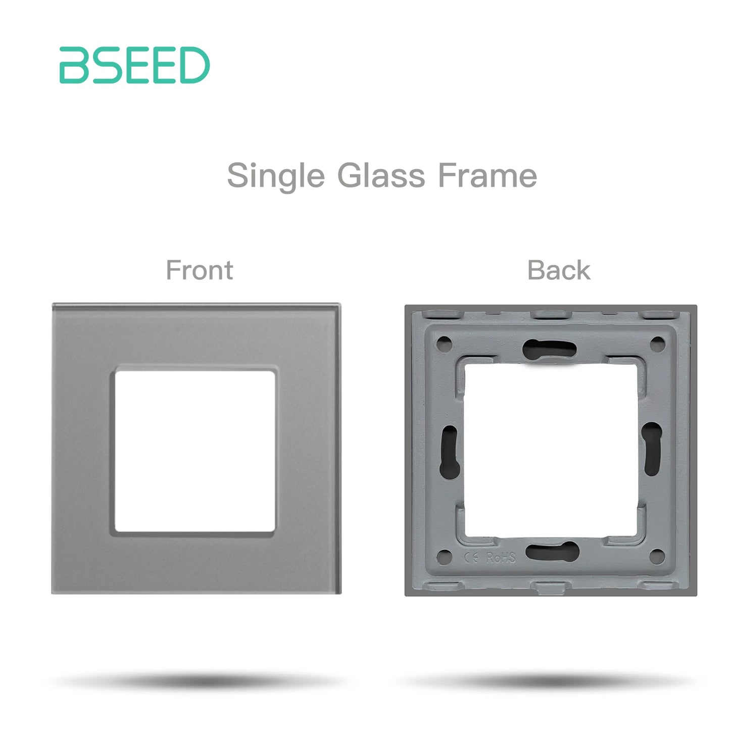 BSEED Only Glass Frame Panel Single Double Frames Wall Socket Triple Four Frames DIY Part with Metal Frames White Black Golden