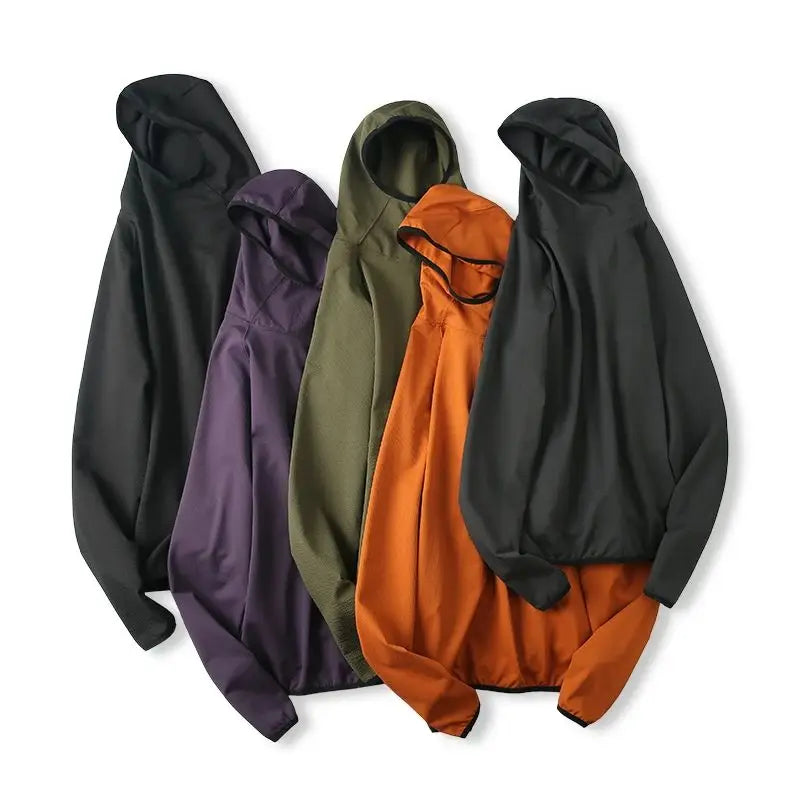 Unisex Outdoor Mountain Series Loose Fit Hoodie Thin Bubble Hooded Sweatshirt Breathable Long Sleeve T-Shirt for Teens
