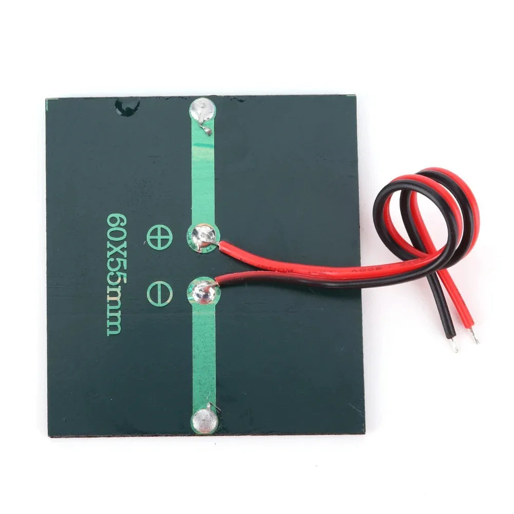 Solar Panel 0.55W 3V Small Sunpower Module Epoxy Solar Cell Polycrystalline Silicon Photovoltaic Plate with 15cm Cable 60*55mm