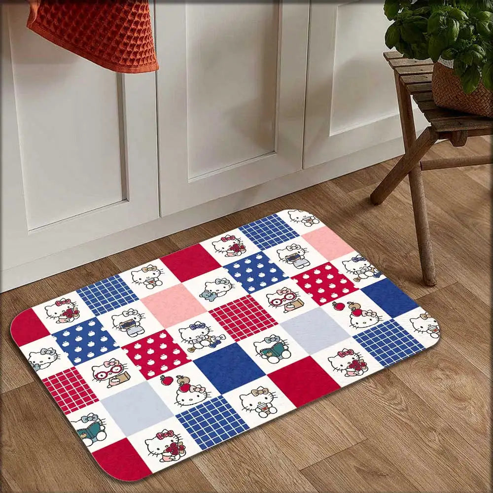 Kawaii Kitty Cartoon Carpet in the Living Room Mats Bathroom Mat Modern Home Decor Washable Non-slip Kitchen Rug Floor Carpets