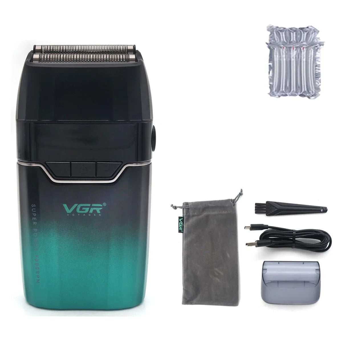 VGR V308 Beard Trimmer for Men Double Foil Full Metal LCD Display 9000RPM Electric Shaver Barber Professional Barber Machines