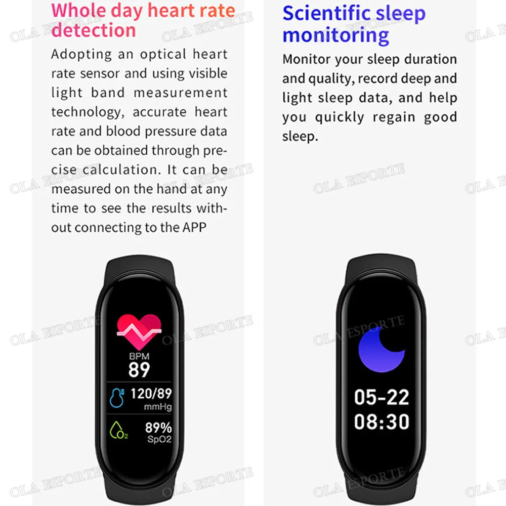 For Men Women Smart Watch Heart Rate Sleep Monitoring Fashion Waterproof Sports Bracelet Full Touch Screen Multiple Sports Modes