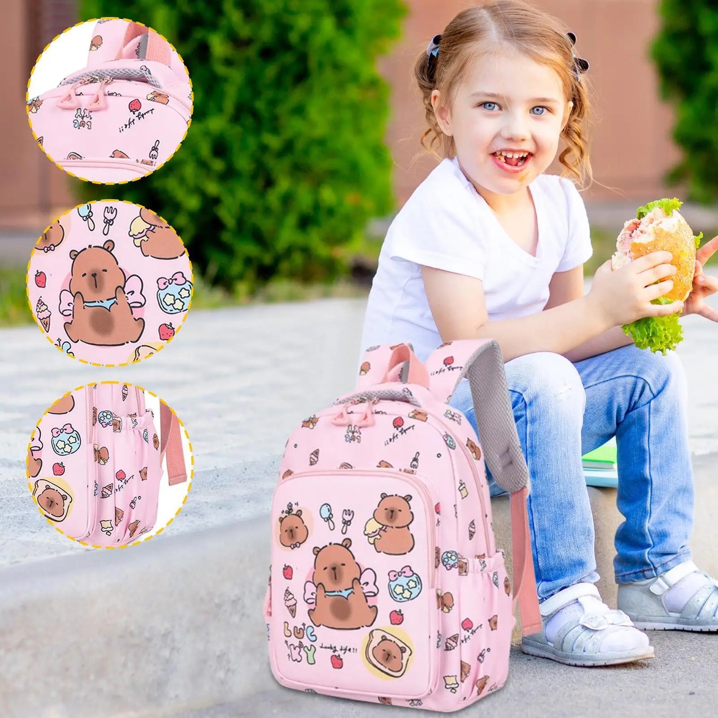 Cartoon Animal School Bags Primary Schoolbag  School Backpack Set Kids Daily Travel Backpack For Kids Children Students School