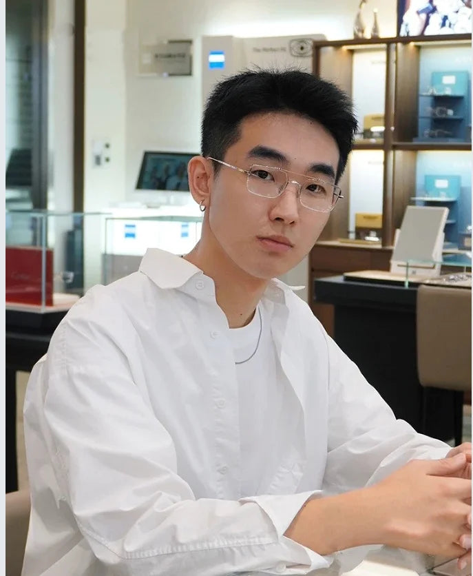 Double-beam Square Spectacle Frame TB909 Pilot Women's Glasses Frames Pure Titanium Eyeglass Frames Men's Glasses Frames Fashion