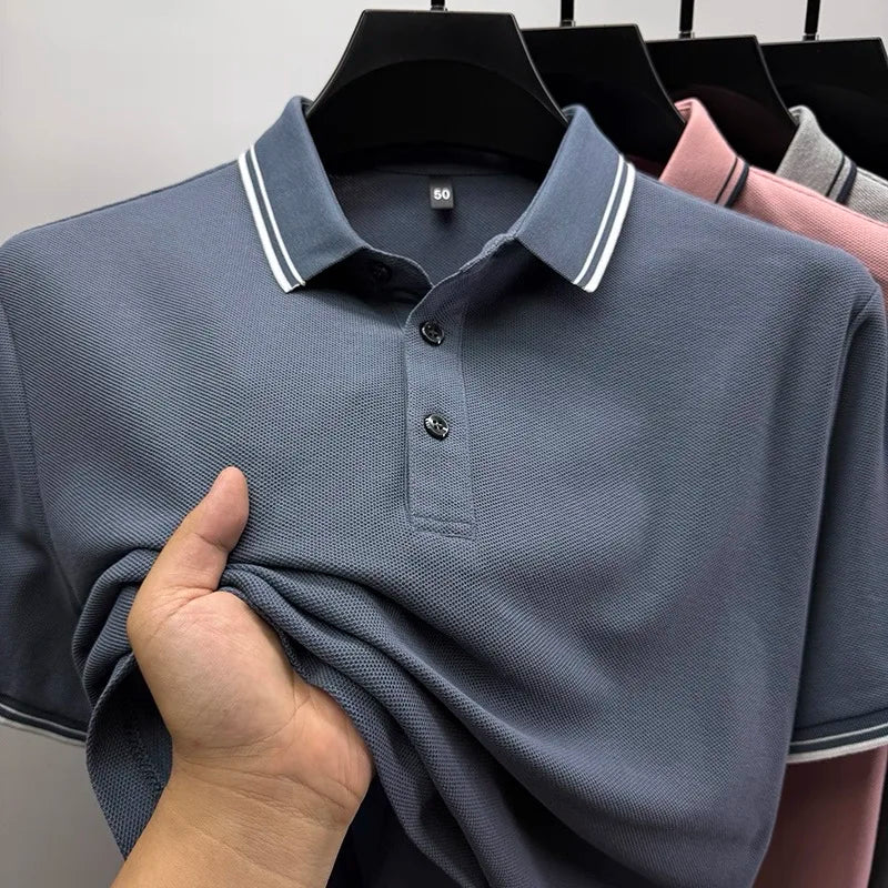 100% pure cotton men's polo shirt summer new fashion casual short sleeve comfortable luxury new simple solid color lapel T-shirt