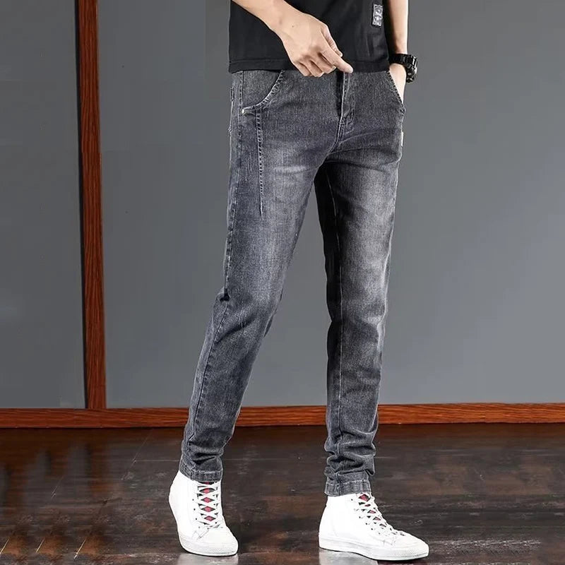 Spring Autumn Men Daily Versatile Denim Pants Male Wear-resistant Retro Wash Denim Trousers New High Quality Brand Casual Jeans
