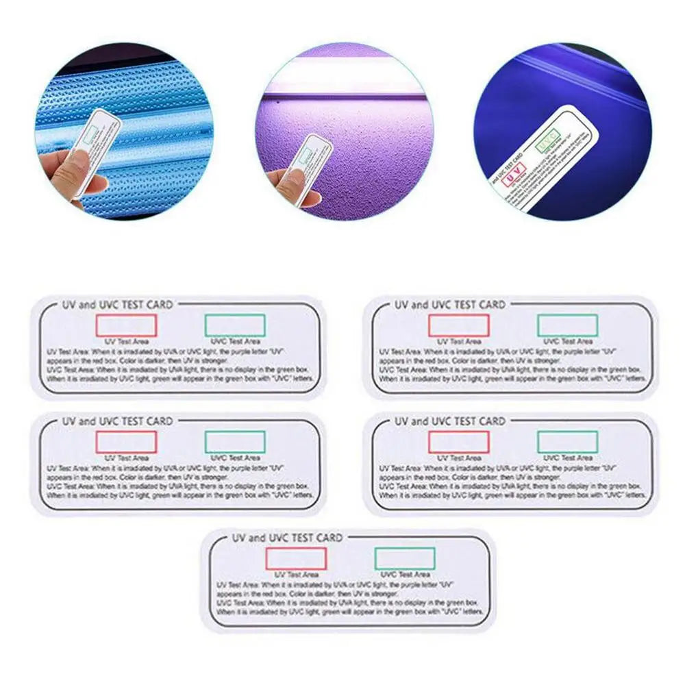 5 Pcs UVA UVC Test Cards White Light Ultra-violet Test Cards Light Wavelength Indicator Cards UV Intensity Tester Accessories