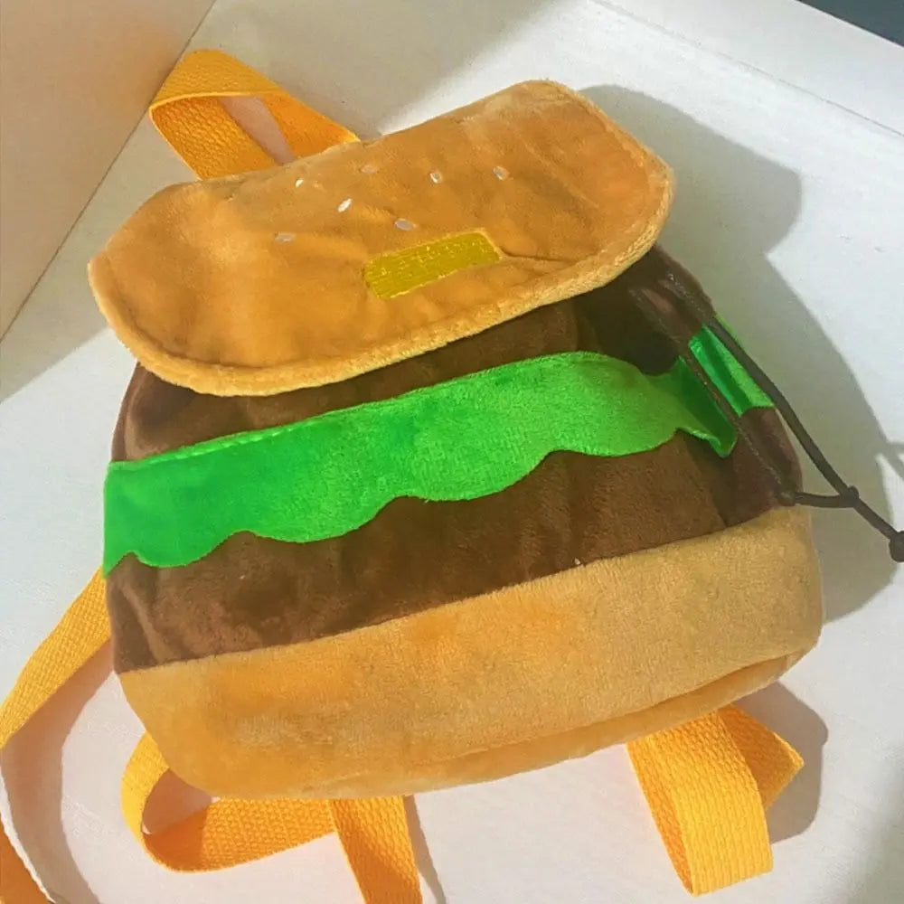 Large Capacity Book Storage Bags  Coin Purse Kindergarten School Bag  Pack Cartoon Burger Bag Hamburger  Backpack