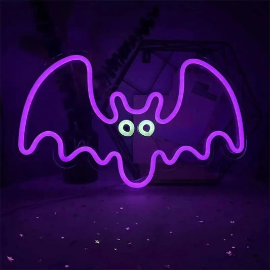 Bat Neon Sign Halloween Wall Decoration Neon Light Led light Sign USB Powered For Halloween Party Bar Wall Decor Gift for family
