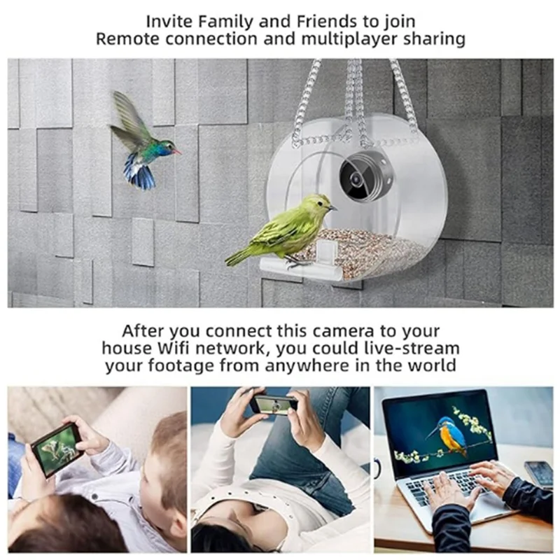 ABKJ-Bird Feeder With Camera, With HD Night-Version Bird Watching Camera For Outdoor Bird Watching & Capture Photos C