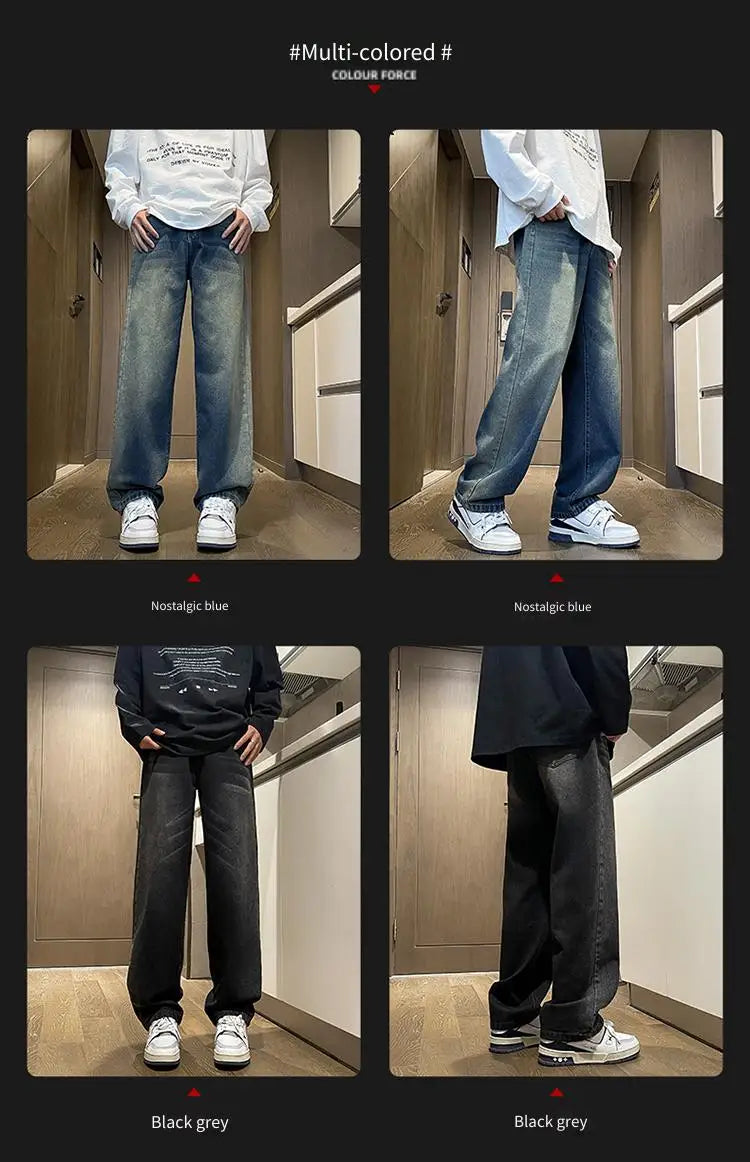 Trousers Male Men's Pants New in Pants Denim Trendy Loose Straight High Street American Trousers Sex Products Y2k Sport Clothing