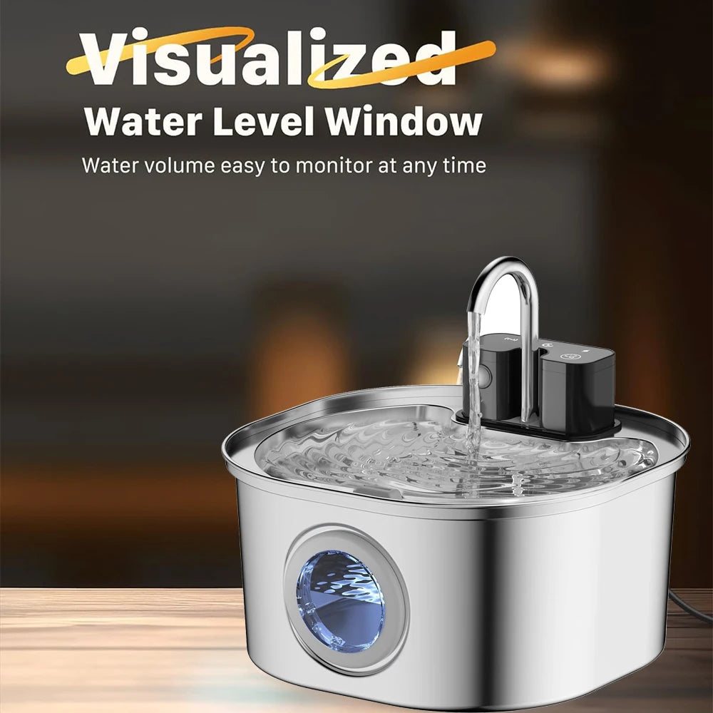 Stainless Steel Wireless Cat Water Fountain 4000mAh Pet Water Dispenser For Dog Cat Infrared Sensor Smart Pet Drinkier Fountain
