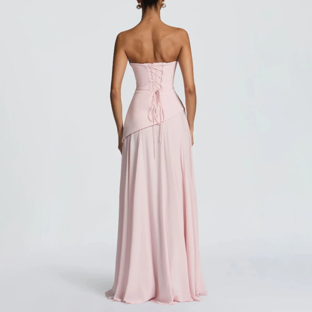 Wedding Guest Dresses for Women 2026 Strapless A Line Formal Party Gowns with Scarf Backless Long Evening Dress Customized