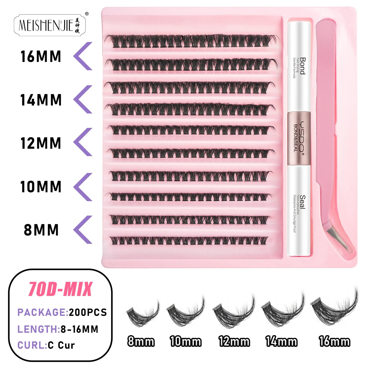 Lanjinglin DIY Lashes Extension Kit Eyelashes Clusters Lash Bond and Seal Makeup Tools for Gluing Lashes Gluing Glue Accessories