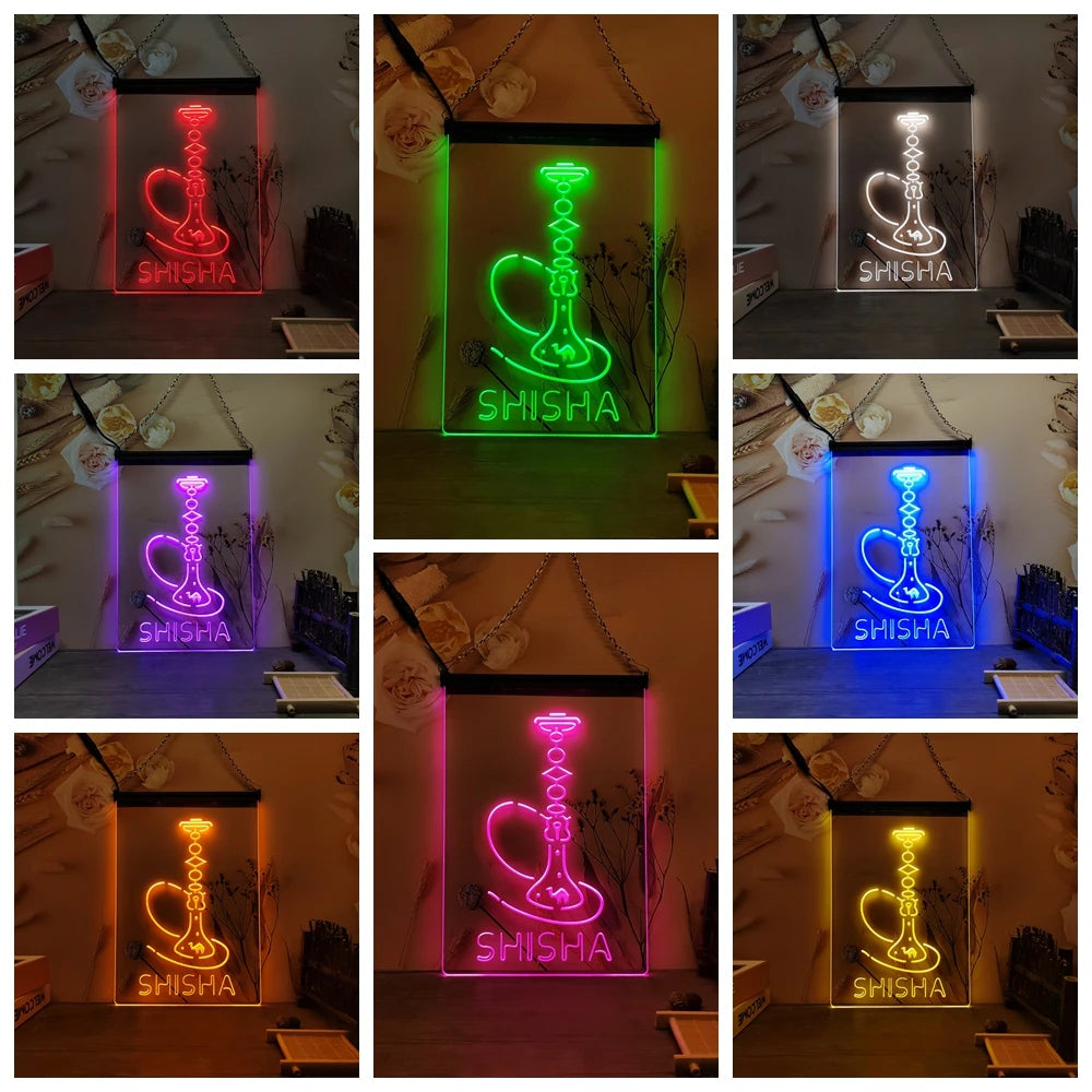Hookah Shisha Shop Home Room Man Cave Decoration-3D Carving LED Neon Sign Home Decor Wall Wedding Creative Bedroom Desk