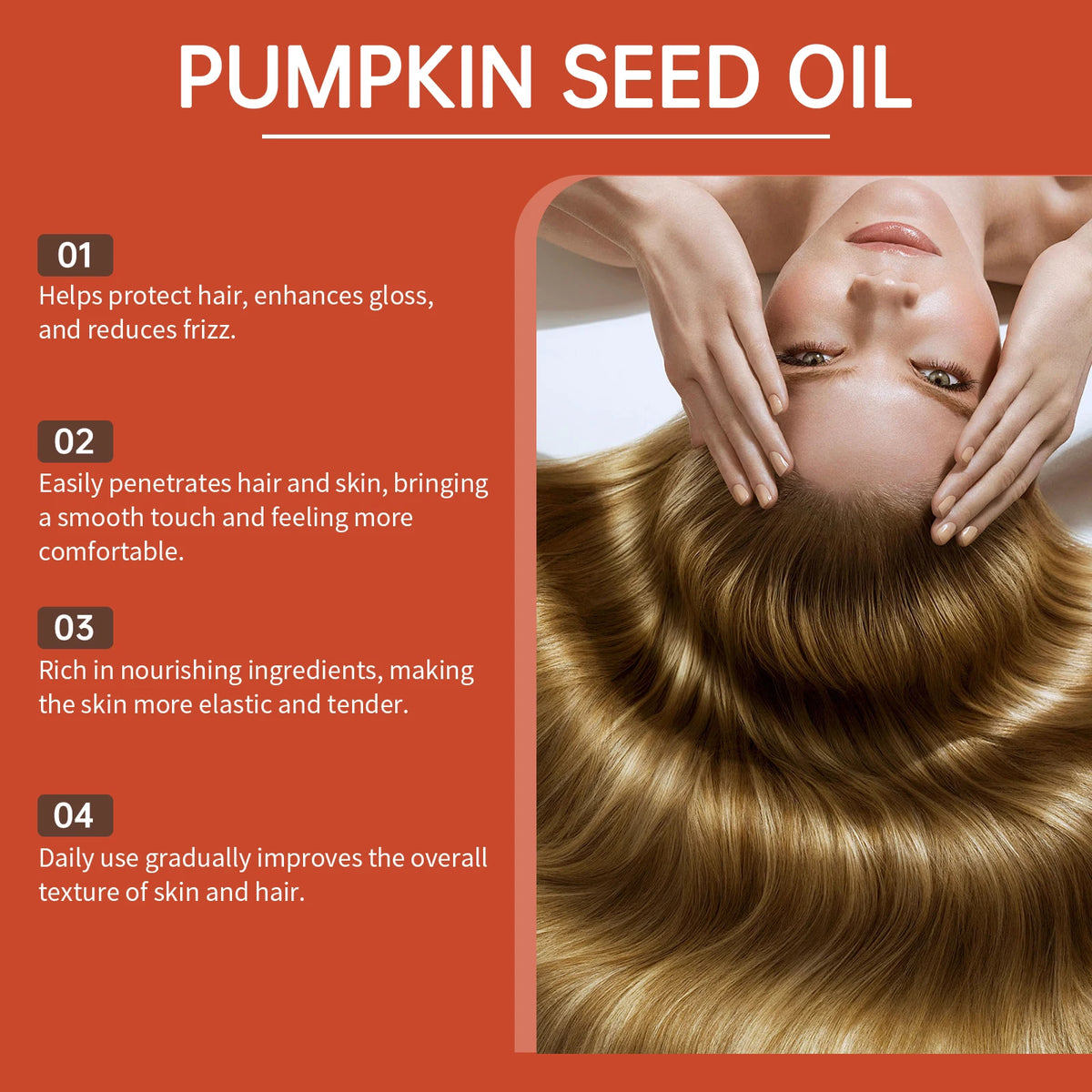 Pumpkin Seed Oil for Body & Hair Deep Moisturizing Nourishing Dry Skin Natural Hydrating Tightening Lifting Brightening Body Oil