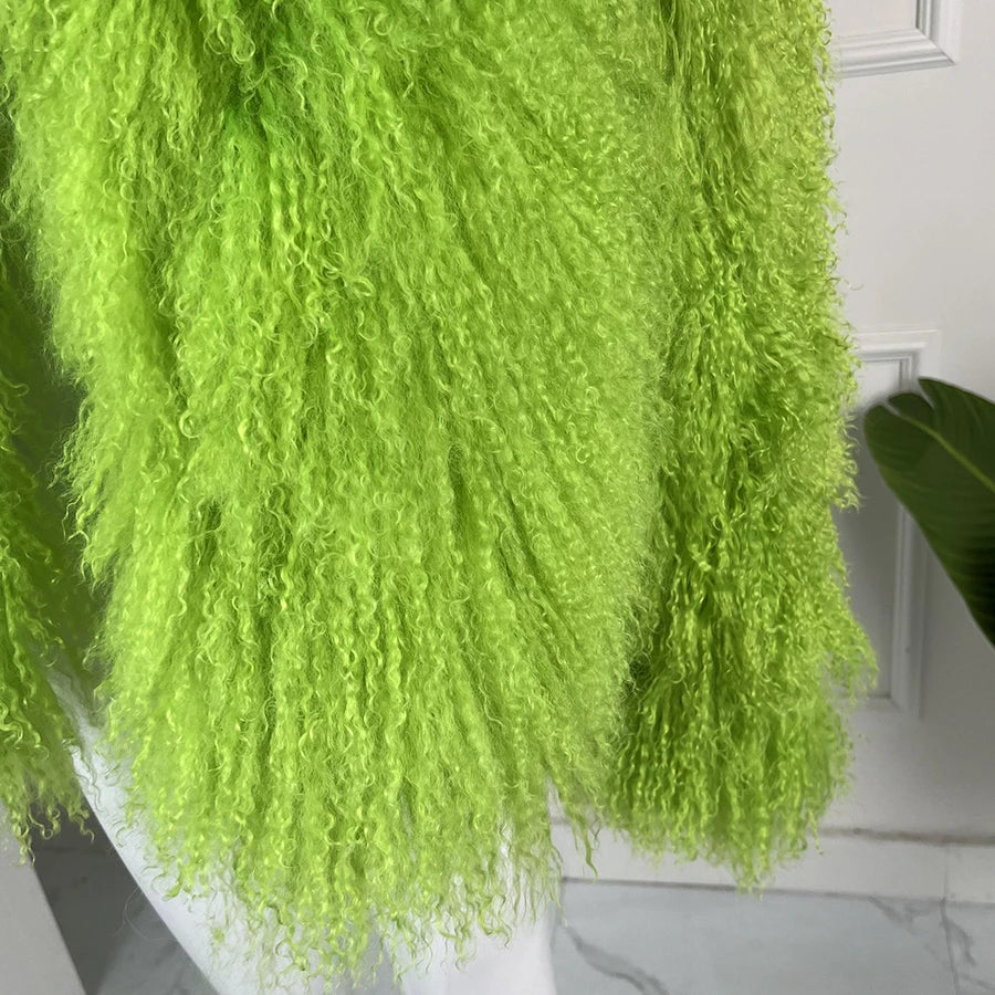 Natural Sheepskin Coat With Stand Collar Natural Sheep Fur Coat Full Skin Lamb Fur Jacket Best Selling Women's Leather Jacket