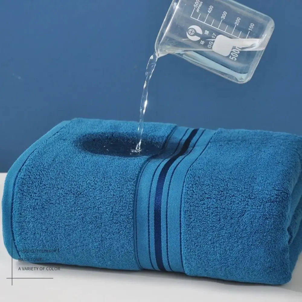 Towel Set Cotton Bath Towel Elegant Blue Hand Face Towel Durable White Terry Cloth Adults